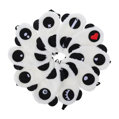 10pcs Cartoon Panda Eye Mask Plush Fabric Sleep Mask for Eye Fatigue Relief Style