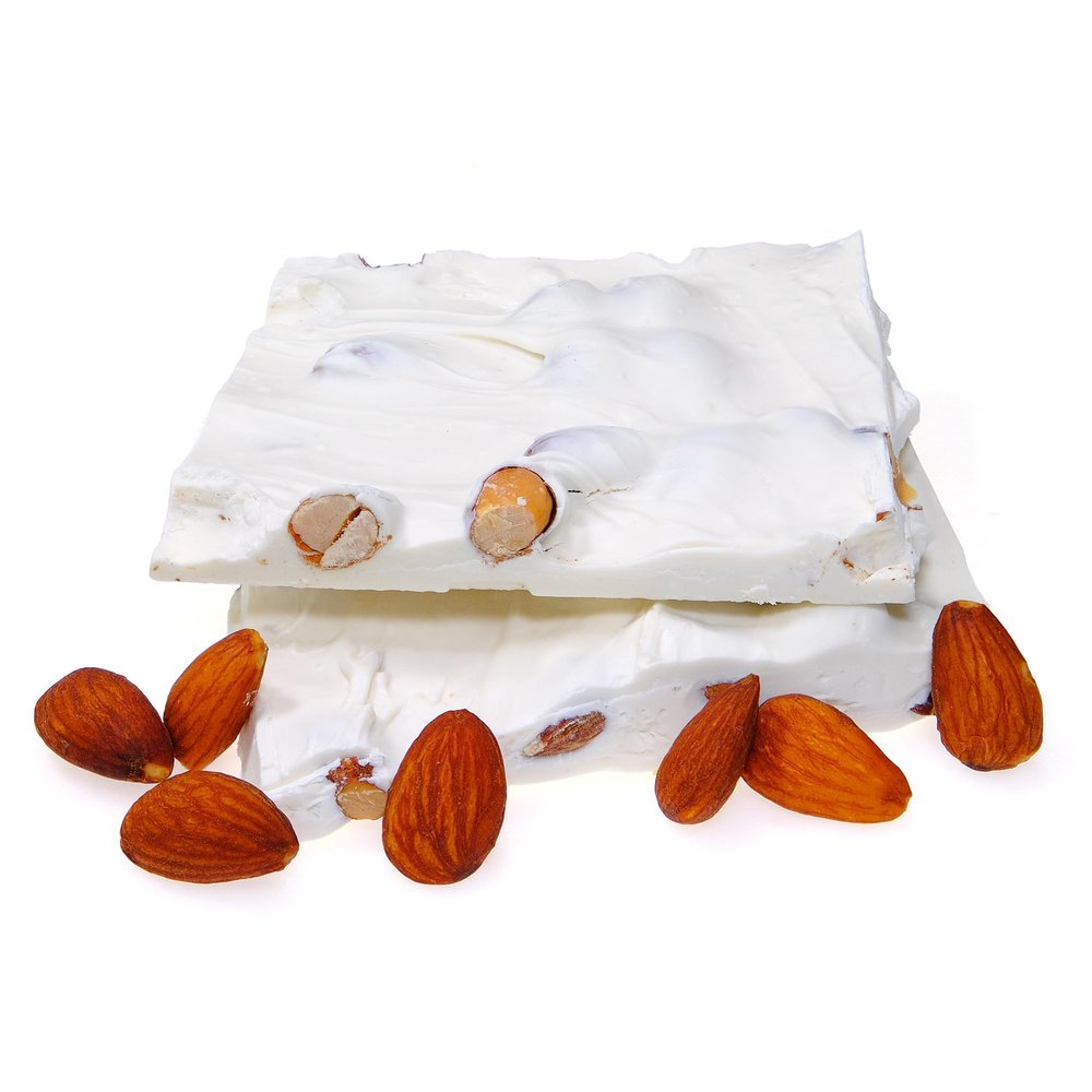 White Chocolate Almond Bark - Half Pound - Gourmet Handmade Chocolate with Roasted Almonds - 8 Ounces by CandyKorner