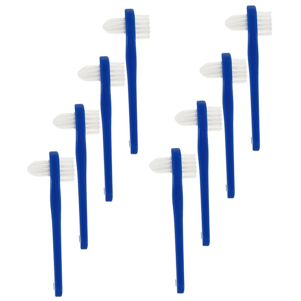 Anneome 8pcs Double-Sided Portable Denture Cleaning Brush for Travel Ergonomic Design Durable Bristles Convenient and Easy to Use for Oral Hygiene