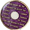 18 Month AA Medallion Purple Gold Plated Tri-Plate Sobriety Chip Serenity Prayer Back view 2