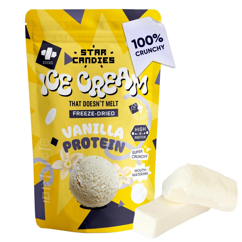 Star Candies Freeze Dried Vanilla Protein Ice Cream | No Melting Freeze Dried Candy | Crunchy & Delicious Camping Food | Premium Astronaut Ice Cream loved by Kids and Adults | (2.5 oz.)
