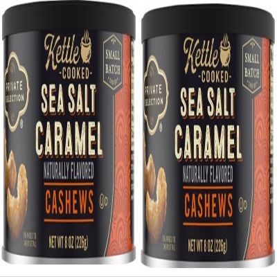 Kettle Cooked Sea Salt Caramel Cashews (Pack Of 2) 8 oz. Each.