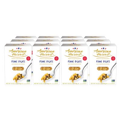 AMERICAN HARVEST, Penne Rigate, Enriched Durum Wheat, 16 oz (12 Pack) | Made in America, Non-GMO, Fast-Cook, Pantry Staple | 100 Years of Pasta-Making Expertise