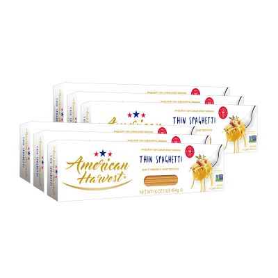 AMERICAN HARVEST, Thin Spaghetti Pasta, Enriched Durum Wheat, 16 oz (20 Pack) | Made in America, Non-GMO, Fast-Cook, Pantry Staple | 100 Years of Pasta-Making Expertise