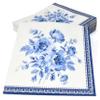 100 Blue Floral Lunch Napkins Disposable Chinoiserie Flower Luncheon Paper Napkin for Spring Wedding Birthday Bridal & Baby Shower Party Supplies view 2