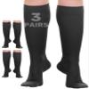 (3 Pairs) Sheer Compression Socks for Women 20-30mmHg - Womens Graduated Knee Highs Support Stockings for Circulation, Swelling, Varicose Veins - Black, Small - A406 view 1