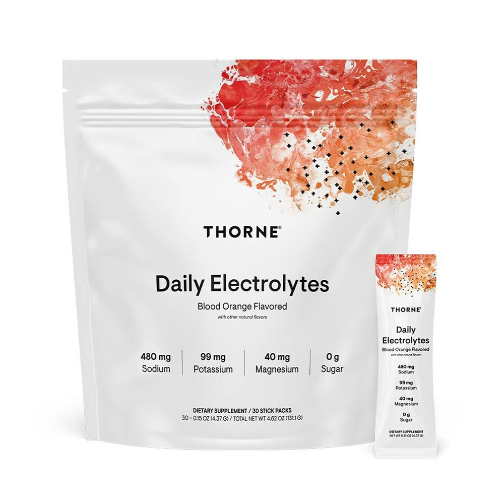 THORNE - Daily Electrolytes - Zero Sugar & Low-Calorie Electrolyte Powder Drink Mix - Flavors Derived from Natural Sources - NSF Certified for Sport - Blood Orange - 30 Stick Packs