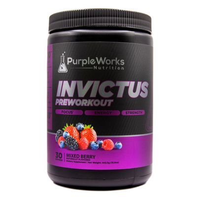 PurpleWorks Nutrition Pre Workout, Vitamin D for Immune Support, with Creatine, Beta-Alanine, and Caffeine for Energy, Keto Friendly, Mixed Berry, 30 Servings
