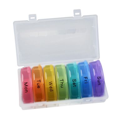 Ipetboom 21 Compartment Weekly Pill Organizer Medicine Dispenser Case for Travel Portable Storage Small Size Pillbox Holder (Rainbow)
