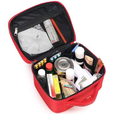 YUSIWOAL Portable First Aid Bag, Travel Empty First Aid Kit, Nurse Tote Bag, Oxford Cloth Lightweight Emergency Kit High Capacity Handle Emergency Survival Kit(Red)
