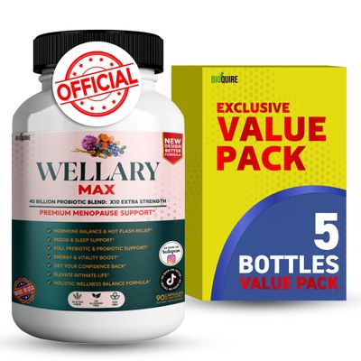 BIOQUIRE Wellary Max Menopause Support Supplement, 40 Billion CFU Probiotic Blend, 90 Capsules (5)