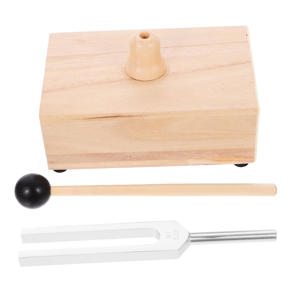 TOGEVAL 1set Tuning Fork Wooden Resonator Box Mallet for Healing Meditation and Yoga Lightweight Resonance Box Sound Quality