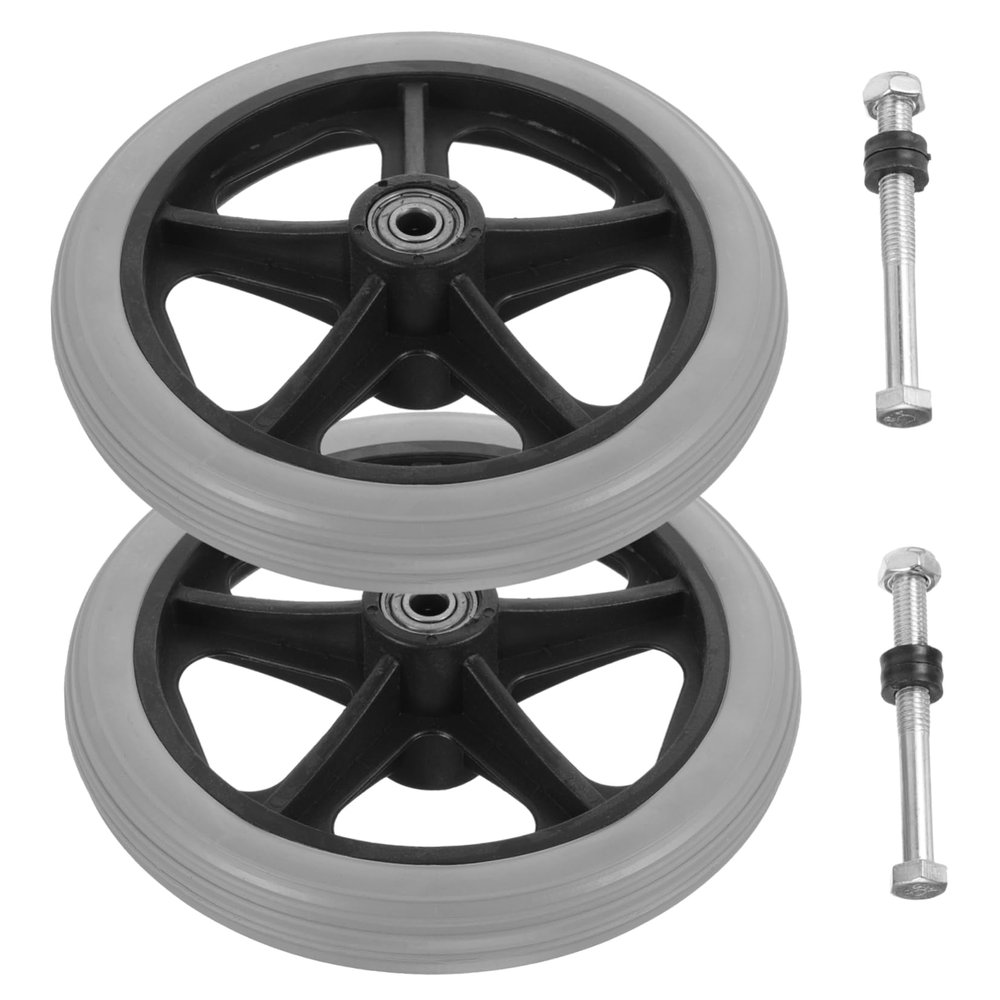 IWOWHERO 2pcs Replaceable Front Wheels for Wheelchair Solid Casters Wheelchair Parts for Elderly Mobility