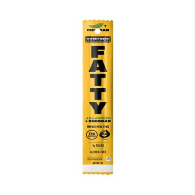 FATTY Meat Sticks, Pork Raised Without Antibiotics, Grass-Fed Beef, 13g Protein Per Stick, Jalapeno Cheddar, 2 oz.