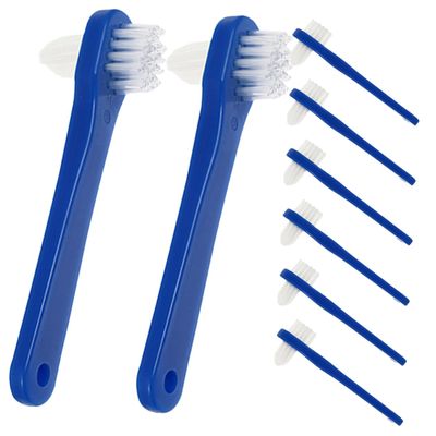 GARVALON 8pcs Double-Head Denture Cleaning Brush Ergonomic Design for Easy Gripping Compact for Travel for Maintaining Oral Hygiene