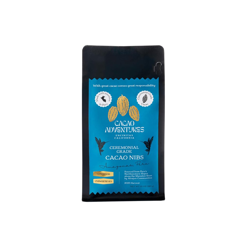 Cacao Adventures Raw Cacao Nibs, High-Amazon Basin Peru, 10 oz | Heavy Metals Safe