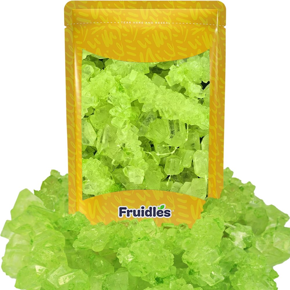 Fruidles Green Watermelon String Rock Sugar for Tea and Coffee, Clear Pure Cane Sugar Crystals, Dissolves Quickly, Resealable Bag (5 Pounds (Bulk))