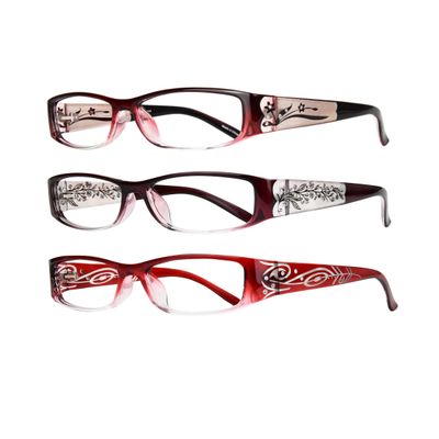 EYEBOGO Kaylee Stylish Reading Glasses for Women, Readers for Women, Womens Reading Glasses (3-Pack Burgundy K+O+E, 0.50)