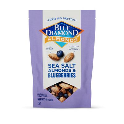 Blue Diamond Almonds, Premium Sea Salt and Blueberries Snack Nuts Perfect Snack Mix with Protein and Fiber, 7 Ounce (Pack of 1)