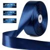 1-1/2 Inch 100 Yards Dark Blue Satin Ribbon, Solid Fabric Ribbon Roll for Flower Bouquet, Gift Wrapping, Roses Making, Handmade Crafts view 2