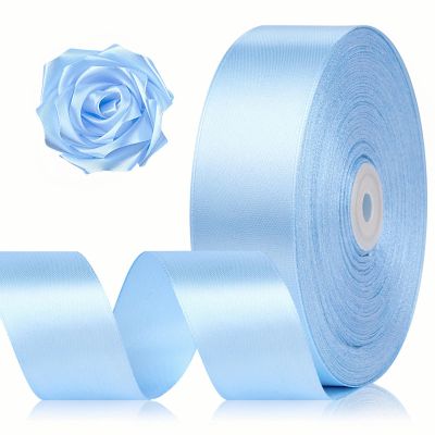 1-1/2 Inch 100 Yards Sky Blue Satin Ribbon, Solid Fabric Ribbon Roll for Flower Bouquet, Gift Wrapping, Roses Making, Handmade Crafts