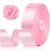 1-1/2 Inch 100 Yards Pink Satin Ribbon, Solid Fabric Ribbon Roll for Flower Bouquet, Gift Wrapping, Roses Making, Handmade Crafts view 1