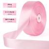 1-1/2 Inch 100 Yards Pink Satin Ribbon, Solid Fabric Ribbon Roll for Flower Bouquet, Gift Wrapping, Roses Making, Handmade Crafts view 2