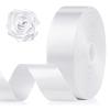 1-1/2 Inch 100 Yards White Satin Ribbon, Solid Fabric Ribbon Roll for Flower Bouquet, Gift Wrapping, Roses Making, Handmade Crafts view 1