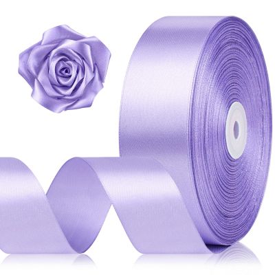 1-1/2 Inch 100 Yards Light Purple Satin Ribbon, Lavender Solid Fabric Ribbon Roll for Flower Bouquet, Gift Wrapping, Roses Making, Handmade Crafts