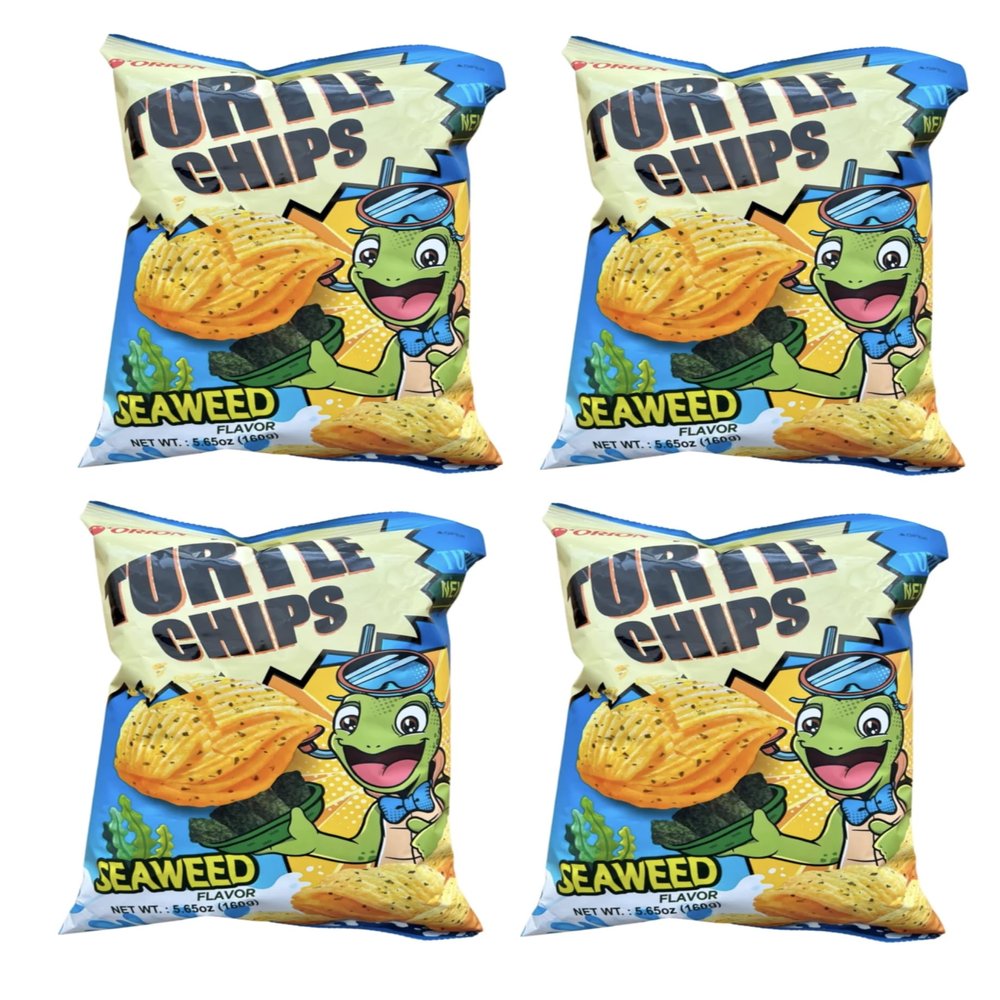 [4 Big Packs] Orion Turtle Chips Seaweed Flavor, 160g-Four Layer Crispy Snack, 5.55oz