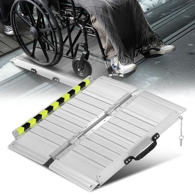 Auto Dynasty Wheelchair Ramp 2FT, Portable Folding Aluminum Wheel Chair Threshold Ramps for Home Steps Doorways, 800Lbs Capacity, 29Inch Width, Silver