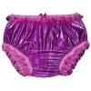 Pink PVC Transparent Lace High Waist Briefs, Soft Plastic Smooth Silent Panties Waterproof Diaper Underpants, Loose Transparent Super Soft Incontinence Pants view 1