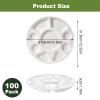 100 Pieces Disposables Divided Plates with 9 Deep Compartments,12 Inch Large Disposables Sectional Plates,Heavy Duty Paper Plate,Biodegradables Divided Serving Tray for Parties- Microwave safes view 3