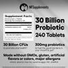 Lactobacillus Salivarius Probiotic 30 Billion CFU 240 Vegan Tablets 80-Day Supply Oral & Digestive Health Non-GMO GMP Certified Gluten Free (240, Lactobacillus Salivarius) view 4