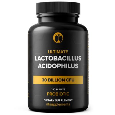 Lactobacillus Acidophilus Probiotic 30 Billion CFU 240 Vegan Tablets 80-Day Supply Digestive Health Support Non-GMO GMP Certified Gluten Free (240, Lactobacillus Acidophilus)