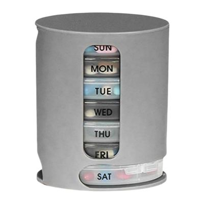 Weekly Pill Organizer with 7 Daily Trays, 4-Times-a-Day Compartments, Stackable Design Pill Pro (Grey)