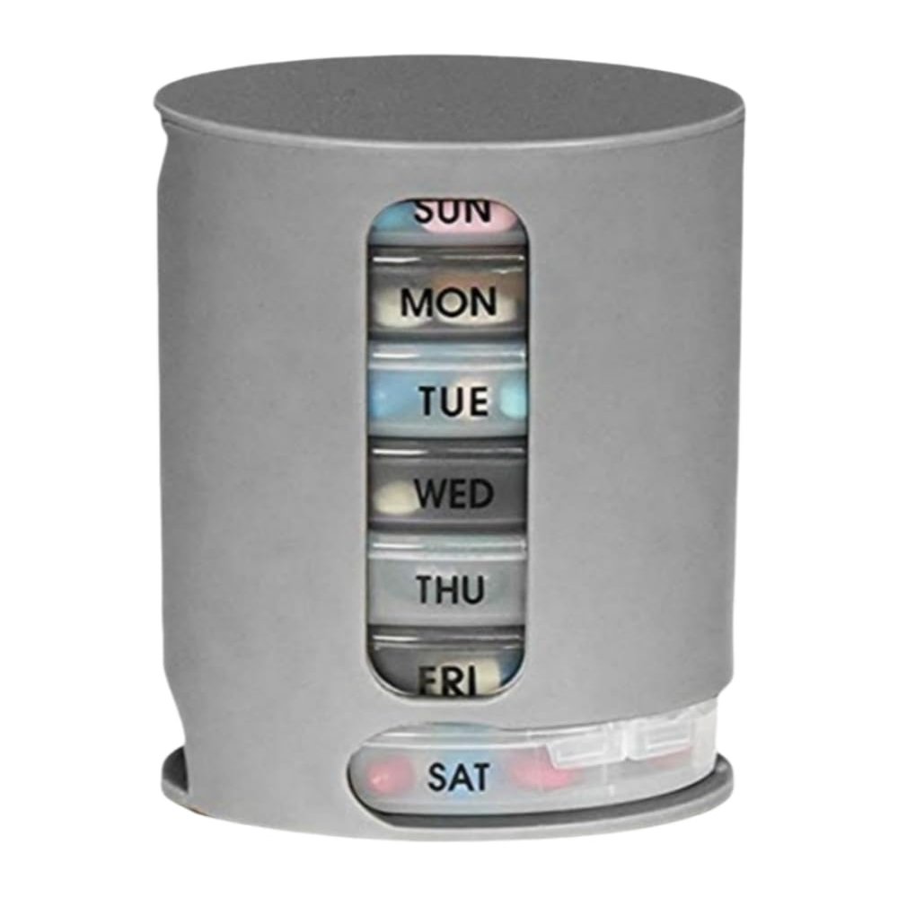 Weekly Pill Organizer with 7 Daily Trays, 4-Times-a-Day Compartments, Stackable Design Pill Pro (Grey)