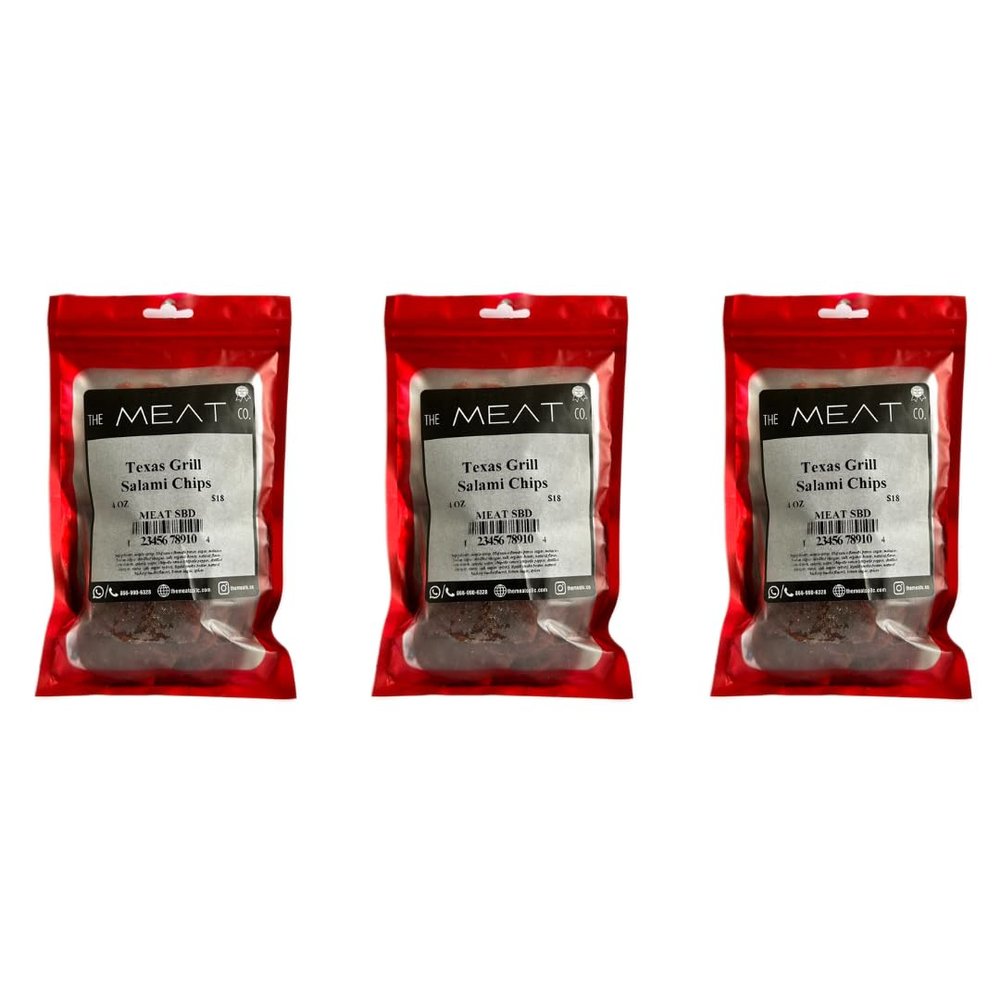 The Meat Co kosher certified Texas Grill Beef Salami Chips, Made with Premium Meats, handmade (12OZ)
