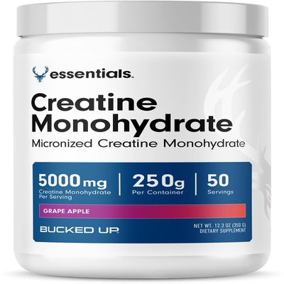 Bucked Up Grape Apple Creatine for Women and Men - Easy to Mix Vegetarian - Flavored Creatine Monohydrate Powder - Made in USA - 5G Per Serving - 50 Servings - 250 Grams Per Container
