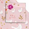 Farm Goose Pattern Gift Wrapping Paper Party Favor Happy Bday Wrap With Cutting Line On Back (Goose-pink, 5 Rolls) view 2
