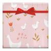Farm Goose Pattern Gift Wrapping Paper Party Favor Happy Bday Wrap With Cutting Line On Back (Goose-pink, 5 Rolls) view 4