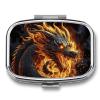 Fire Chinese Dragon Pill Box Pill Case Cute Pill Organizer Pill Holder Medicine Pill Organizer Pill Container Daily Pill Organizer Small Pill Box Pill Case for Purse Pocket view 1