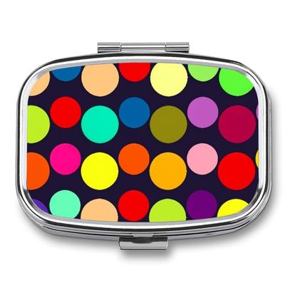 Pill Box 2 Compartment Medicine Pill Case Beautiful Polka Dot Printed Portable Pill Box Travel Pill Organizer for Pocket Purse Daily Medicine Vitamin Box Fish Oil Box Supplement Box