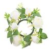 Cabilock Artificial Rose Candle Holder Wreath with Faux Eucalyptus Leaves Romantic Wedding Centerpiece and Home Decor Accent for Table Decoration and Reception Ambiance view 1