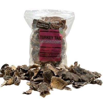 Crater Lake Specialty Foods Dried Turkey Tail Mushrooms Wild-Crafted, GMO-Free Premium Mushrooms from the USA, Available in 16 oz (1 lb), 8 oz, and 4 oz Packs Ideal for Teas and Tinctures. (4 Oz)