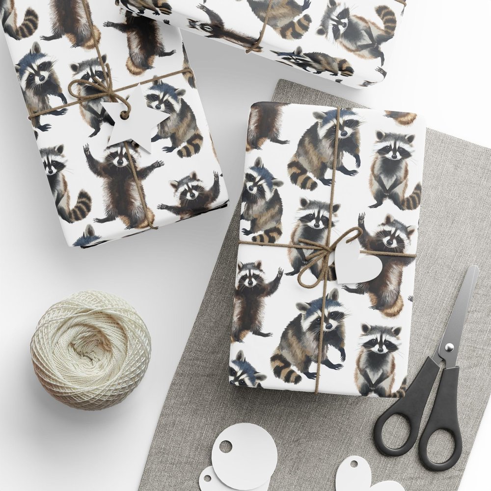 Racoon Wrapping Papers, Racoon Gifts Wrapping Paper Roll, Racoon Birthday Gifts Wrapping Paper, Raccoon & Critters Theme