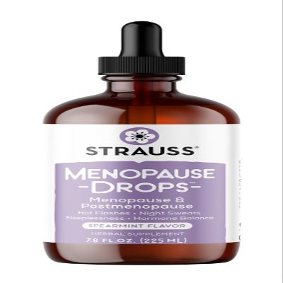 Strauss Naturals Menopause Drops, Hot Flash Relief, Spearmint, 225ml