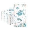 100 Pcs Coastal Turtle Paper Napkins 3 Ply Nautical Ocean Green Sea Turtles Disposable Absorbent Hand Towels Coral Starfish Guest Bathroom Napkins for Holiday Beach Summer Birthday Party Supplies view 1