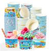 120 Pcs Summer Pool Ice Cream Cups 12 oz Disposable Beach Paper Dessert Snack Bowls Summer Hawaii Food Yogurt Cup Containers for Hot or Cold Food Soup Candies Beach Picnic Holiday BBQ Party Supplies view 1
