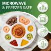 100 Pack 9 Compartment Plates Round Degradable Divided Plates, Disposables & Eco-Friendly 12.52'' Diameter 1.18'' Height Heavy Duty Sugarcane Plate for Events, Indian Food, Wedding, Holidays, Parties view 4